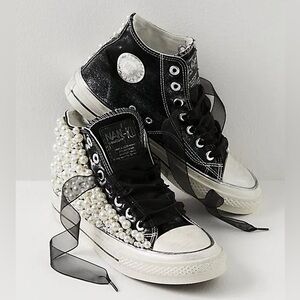 Free People NEW Nan Ku pearl crush hi top sneakers black